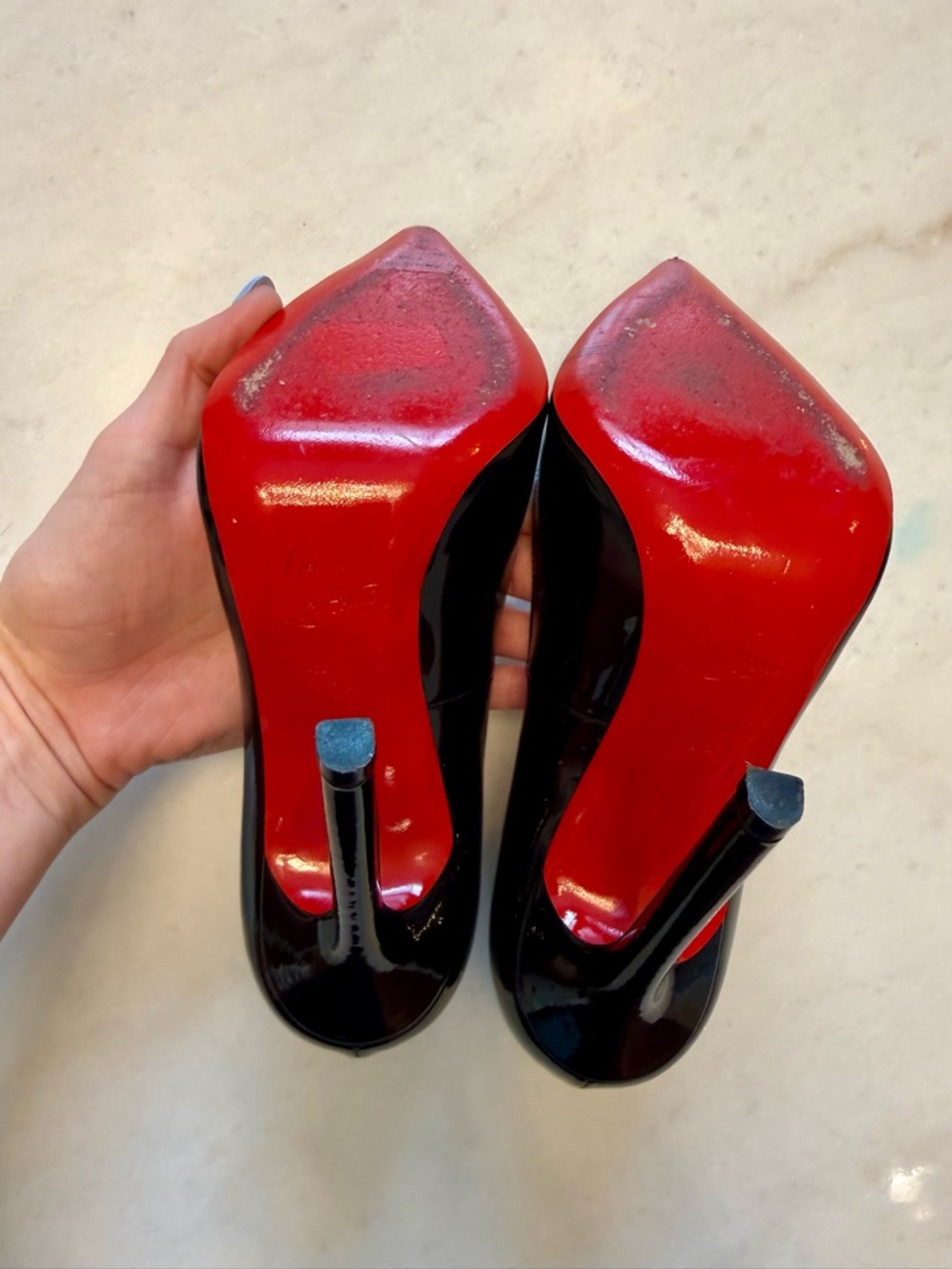 Christian Louboutin Black Patent Pointed-Toe Stiletto Pumps - so Kate - Picture 4 of 5